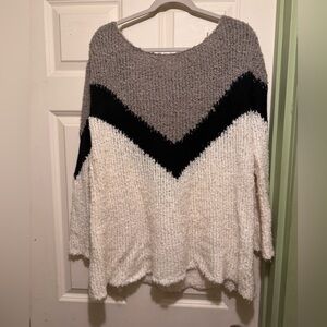 BP Gray, Black, and White Chevron Sweater